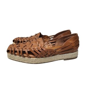 Sam & Libby Asha Espadrille Huarache Platform Flats Saddle Brown